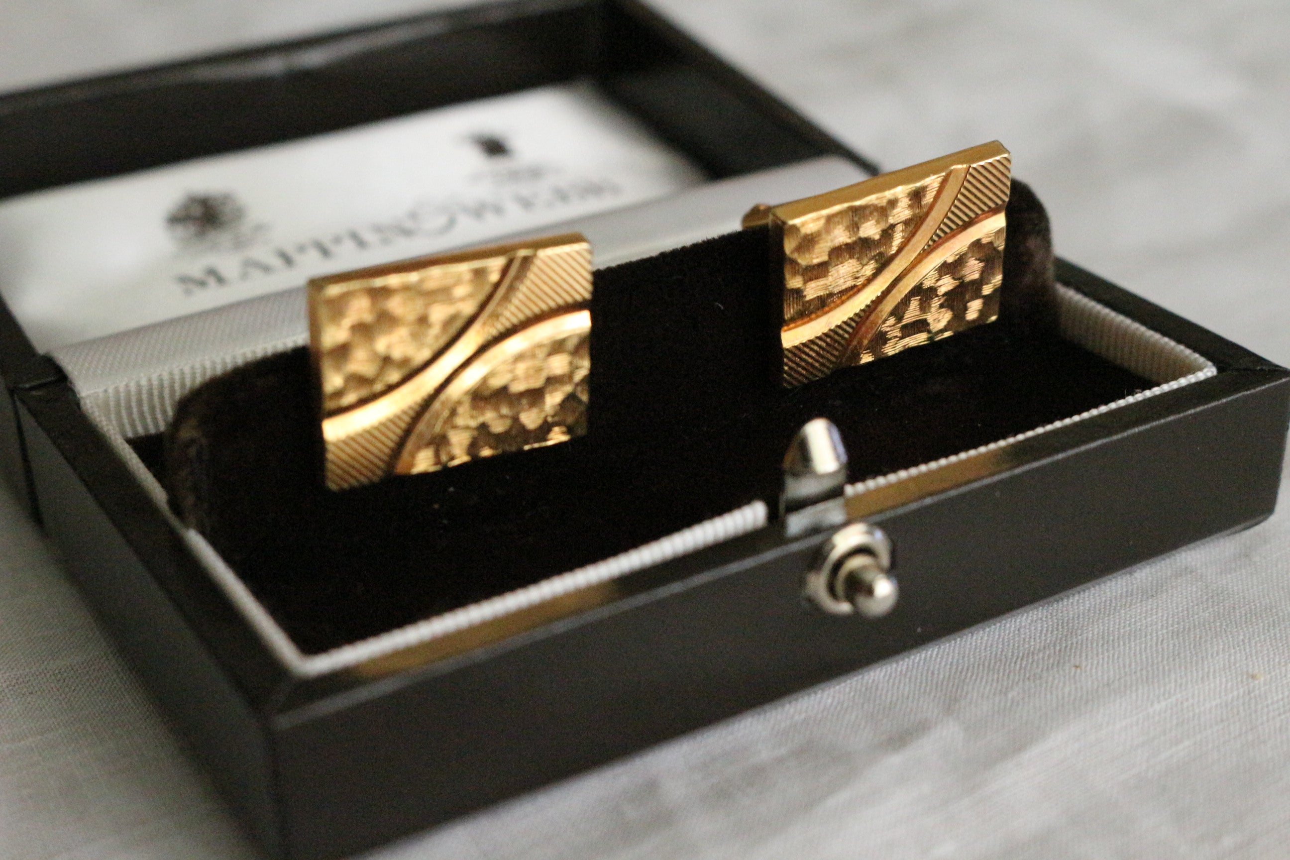 Classic Cufflinks for Men | Azuro Custom Cufflinks | Crystal Cuff Links 24K Gold Tiger Eye