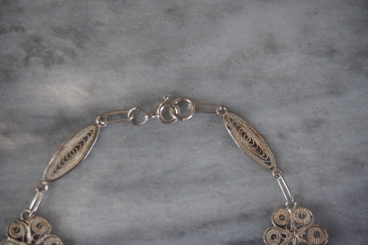 Vintage filigree 925 silver bracelet