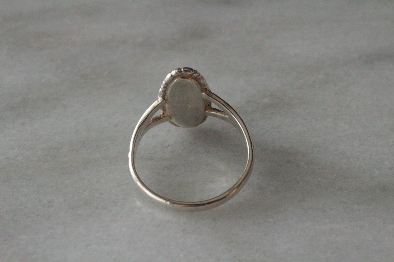 復古 1960 年代純銀藍色約翰圖章凸圓形戒指