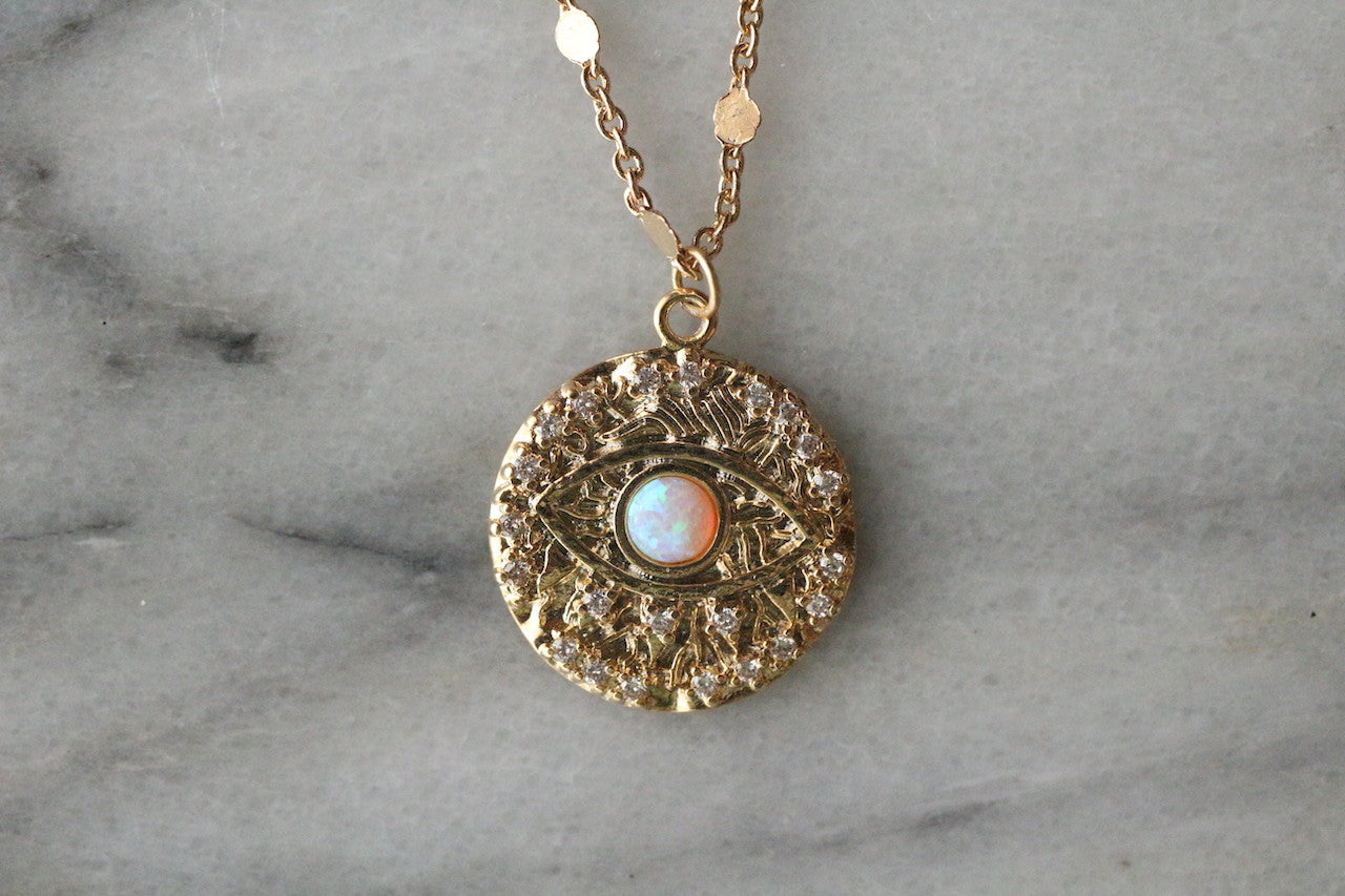 Opal Evil Eye Necklace