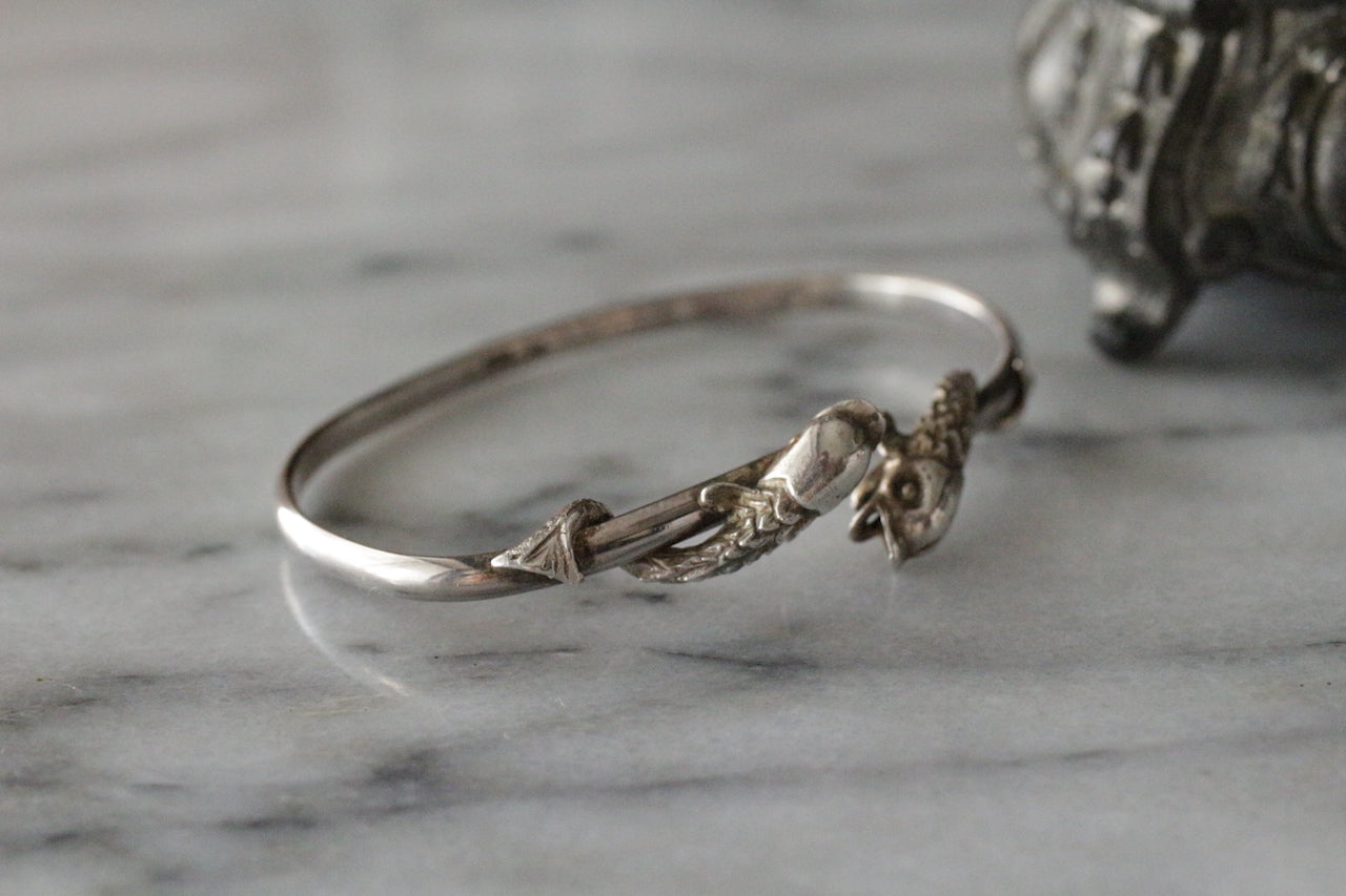 復古 2006 蘇格蘭標誌純銀纏繞魚手鐲和捲曲魚戒指