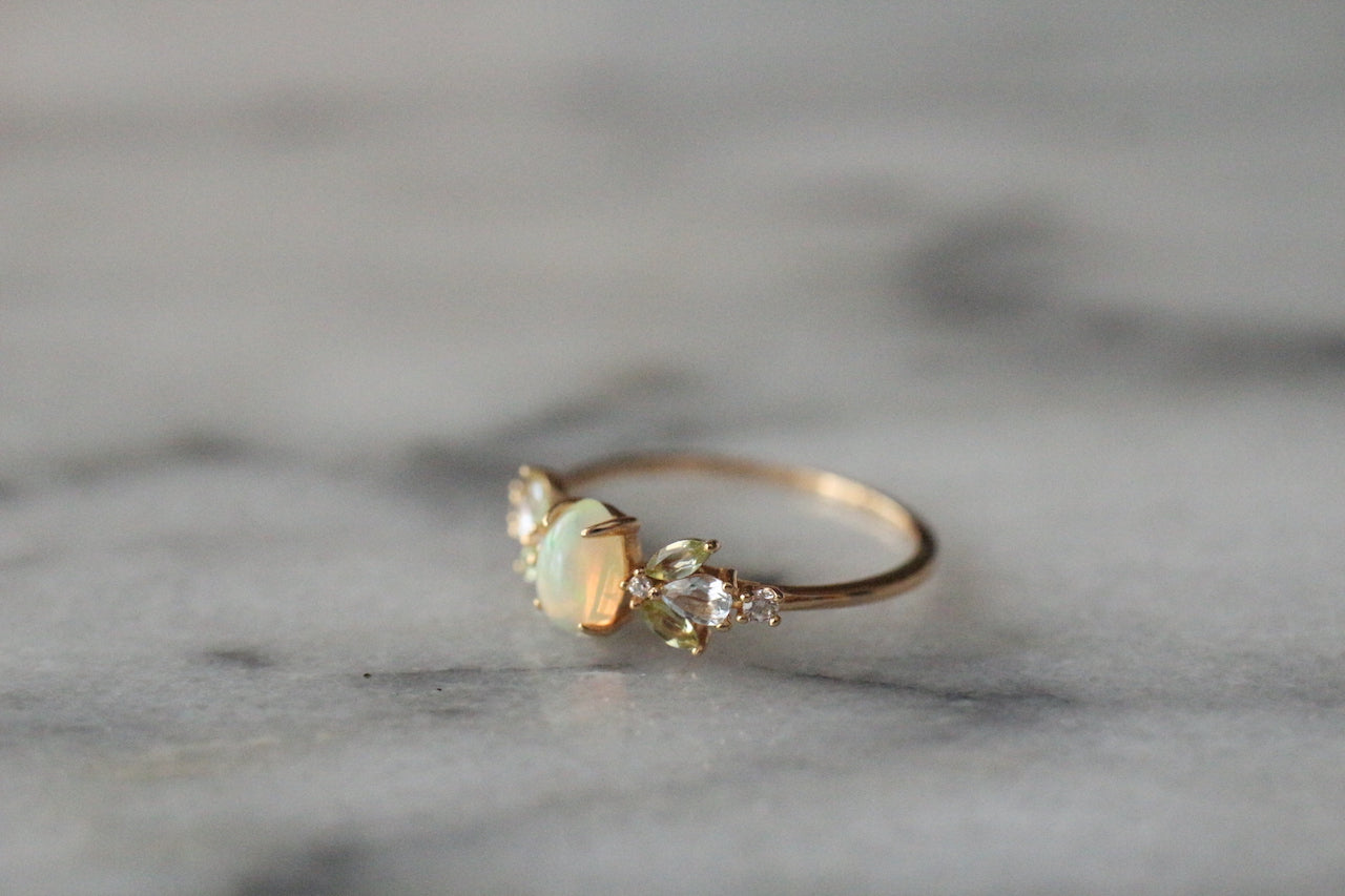 Fire Opal & Peridot Promis Ring