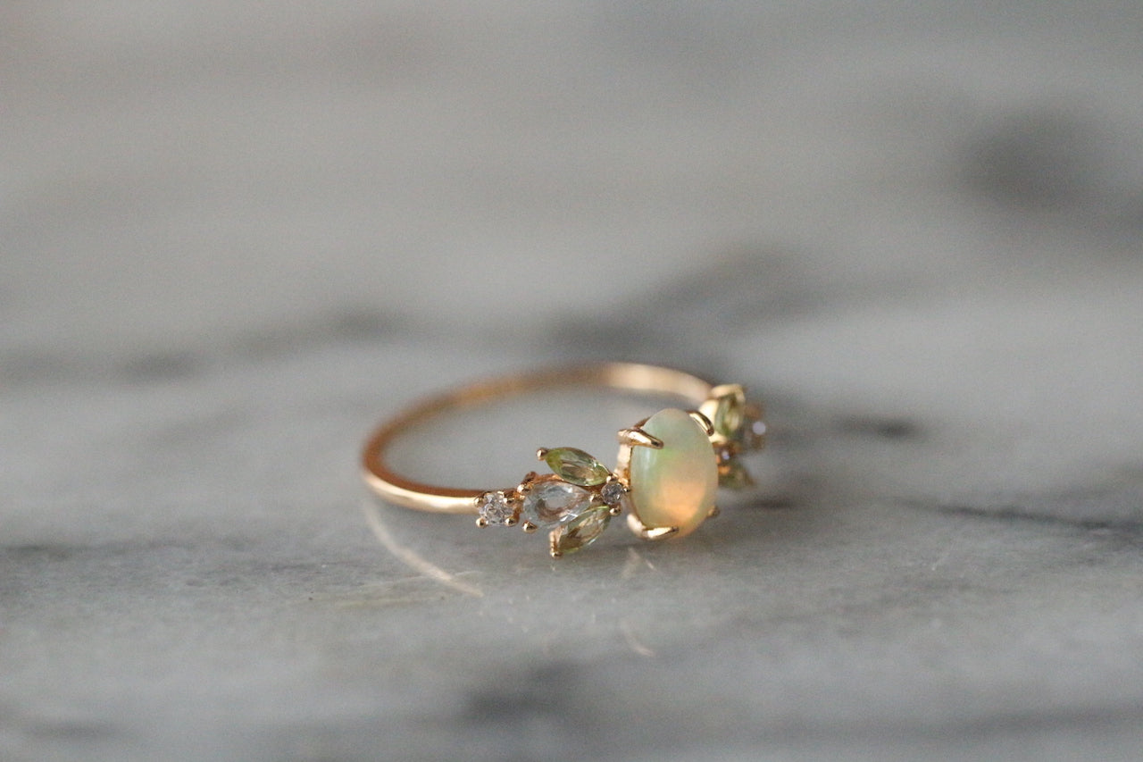 Fire Opal & Peridot Promis Ring
