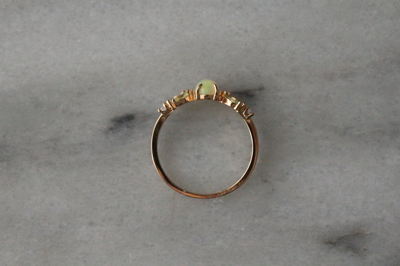 Fire Opal &amp; Peridot Promis Ring