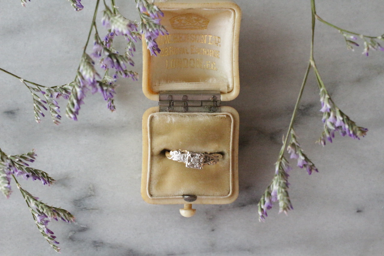 골동품 · 1900s · 에드워디안 · 15ct · 골드 · 플래티넘 · 다이아몬드 링 (정렬 포함)