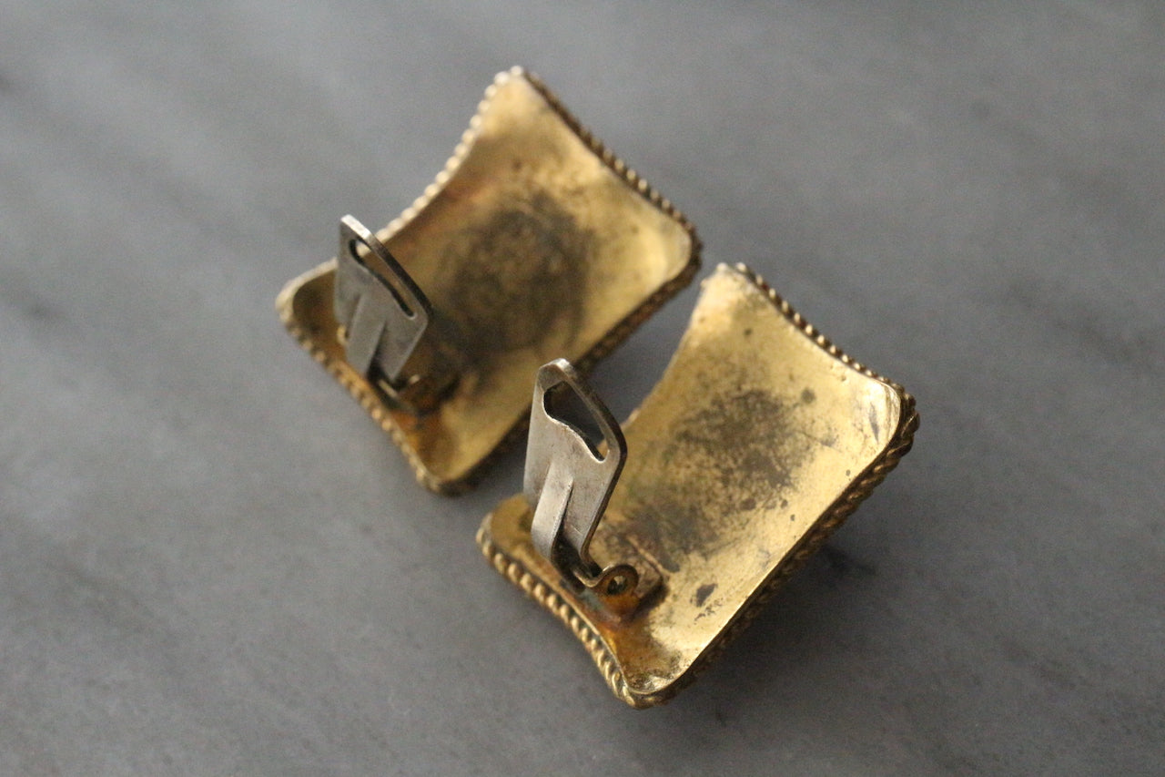 Boucles d'oreilles 胸針 en opale dorée vintage des années 1980