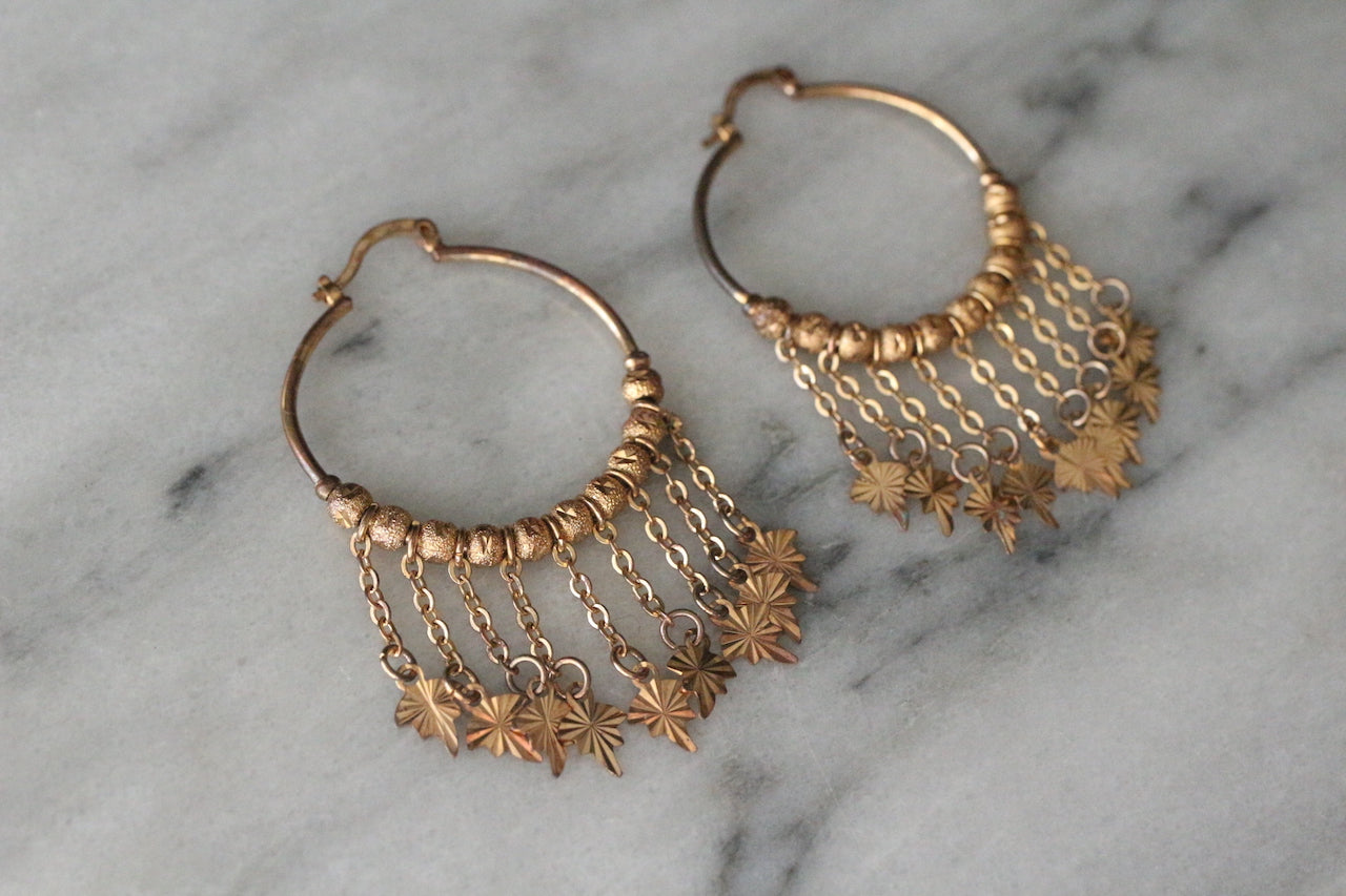 Boucles d'oreilles pendantes Cleore en cuivre vintage des années 1970