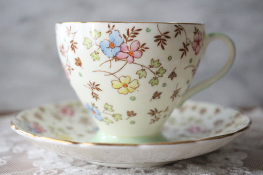 Vintage · EB Foley · Pastel · Flower · Tea Cup &amp; Saucer