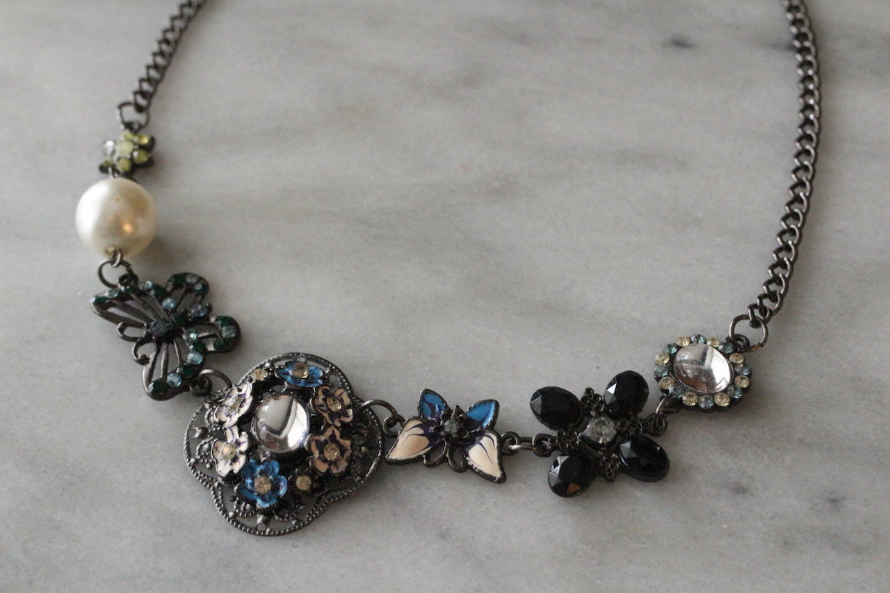 Vintage Anna Sui Butterfly Bauble Necklace
