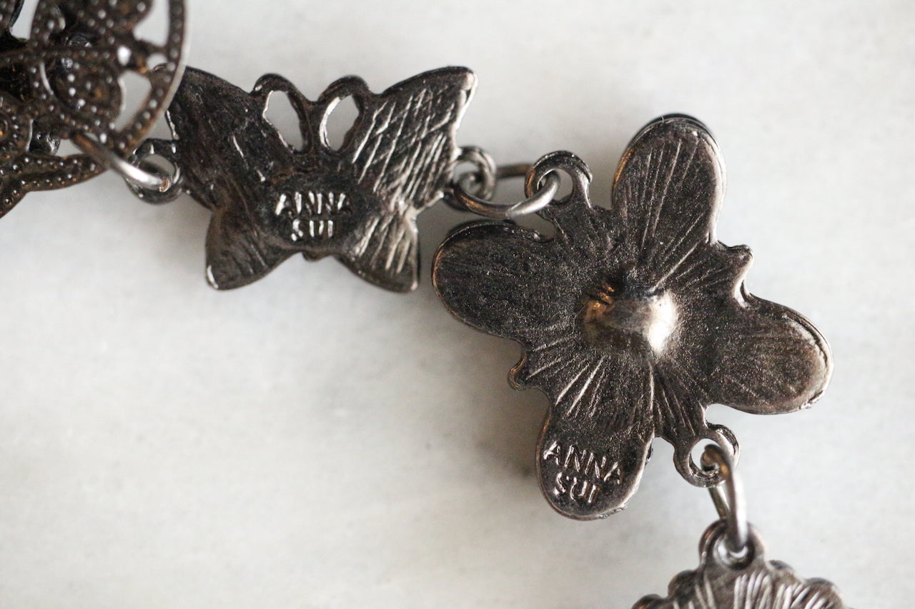 Vintage Anna Sui Butterfly Bauble Necklace