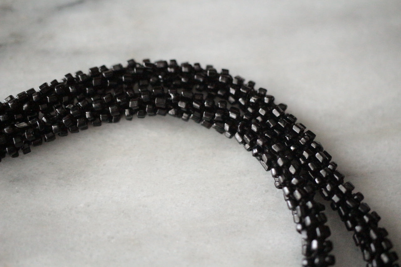 Antique Small Black Beads Jumper Necklace