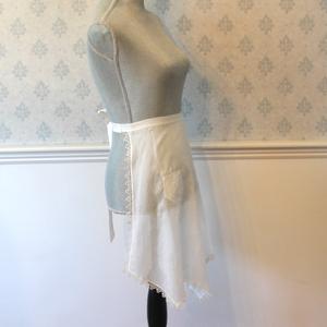 古董維多利亞時代白色棉質半圍裙